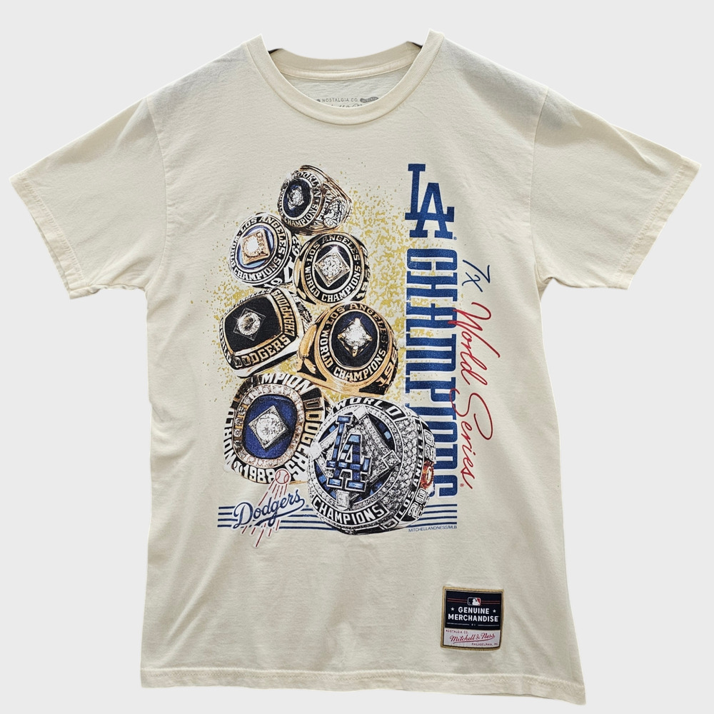LA Dodgers Shirt Mens Small Mitchell & Ness World Series Championship Rings